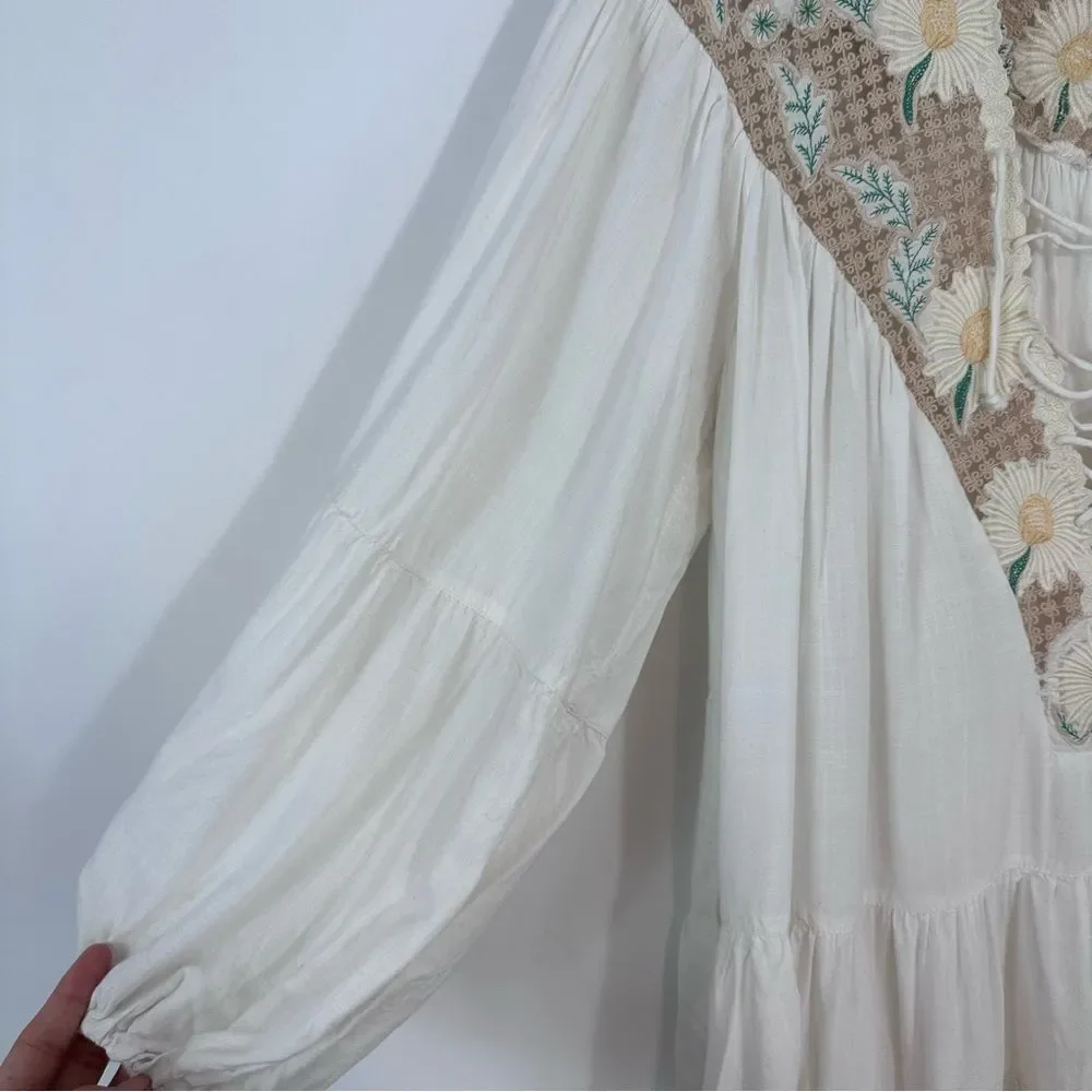 Free People Chain of Daisies Tunic Dress Ivory/Cream